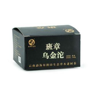 Прессованный шу пуэр - Шу пуэр 2022 г. "Черное золото Баньчжан" завода "Чжоуши " 100 г