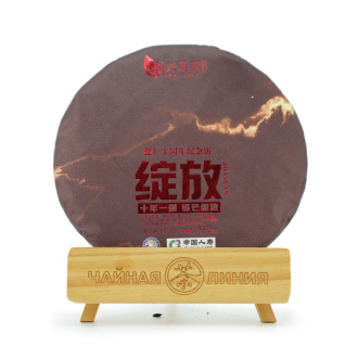 Прессованный шу пуэр - Шу пуэр 2013 г. "Цветение" завода "Чжоуши" 360 г