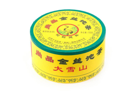 Прессованный шэн пуэр - Шэн пуэр 2016 г. «Золотая нить» марки «Сосна и журавль» завода «Сягуань» гнездо 100 г, 